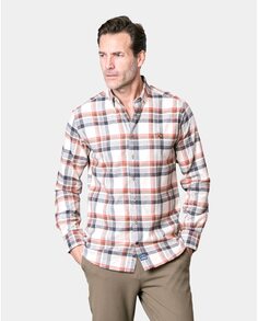 Мужская рубашка из габардина в клетку обычного бежевого цвета Spagnolo, бежевый