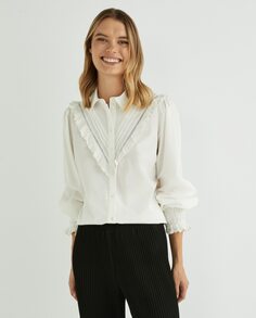 Женская рубашка с длинными рукавами и рюшами Yas, белый Y.A.S