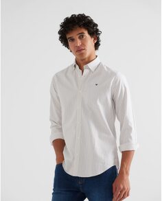 Мужская приталенная рубашка в полоску бежевого цвета Silbon, бежевый