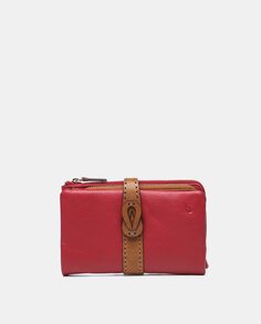 Кожаный кошелек среднего красного цвета с контрастной деталью Abbacino, красный