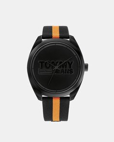 Сан-Диего 1792042 Черно-оранжевые мужские часы из нейлона Tommy Hilfiger, черный