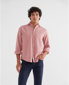 Однотонная мужская рубашка приталенного кроя бордового цвета Silbon, бордо