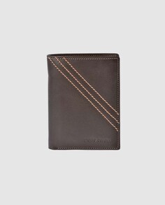 Мужской вертикальный кошелек Pierre Cardin коричневого цвета с контрастной строчкой Pierre Cardin, коричневый