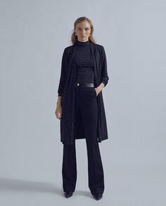 Женские брюки-клеш с боковыми карманами и кожаной отделкой Lola Casademunt, черный