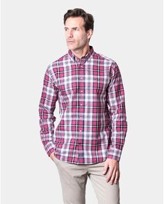 Мужская габардиновая рубашка в клетку обычного бордового цвета Spagnolo, бордо