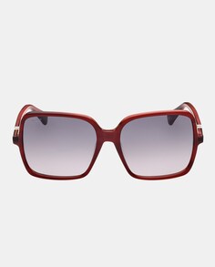 Квадратные женские солнцезащитные очки из ацетата бордового цвета Max Mara, бордо