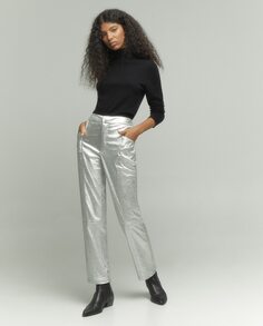 Женские прямые брюки из искусственной кожи Tintoretto, серебро