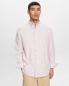 Мужская базовая рубашка оксфорд в полоску Esprit, розовый