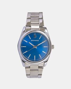 Стальные женские часы с синим циферблатом цвета электрик Brownie, серебро