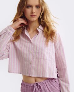 Укороченная женская рубашка в полоску Brownie, розовый