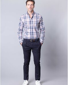 Обычная мужская серая габардиновая рубашка в клетку с карманом Spagnolo, серый