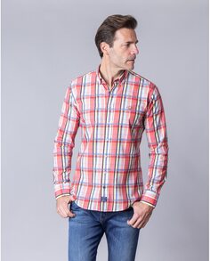 Приталенная мужская рубашка из поплина в разноцветную клетку Spagnolo, мультиколор