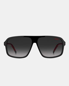 Мужские прямоугольные солнцезащитные очки из ацетата черного цвета Hugo, черный