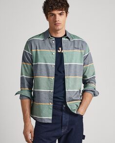 Обычная мужская рубашка с разноцветным полосатым принтом Pepe Jeans, мультиколор