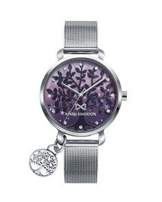Женские стальные часы Shibuya с голографическим циферблатом «Древо жизни» Mark Maddox, серебро