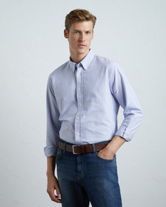 Мужская рубашка обычного кроя с длинными рукавами в полоску из Оксфорда Lloyd&apos;s, темно-синий Lloyd's