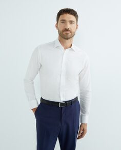 Мужская однотонная рубашка с длинным рукавом Exigency, белый