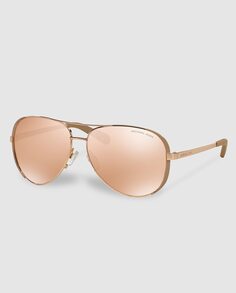 Солнцезащитные очки-пилоты из розового золота Michael Kors, розовый