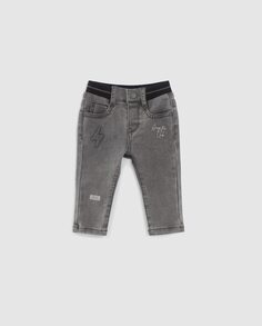 Серые джинсы для мальчика на резинке на талии IKKS, серый