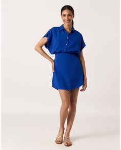 Платье-рубашка с короткими рукавами Naf Naf, синий