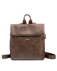 Коричневый женский противоугонный рюкзак из эко-кожи Stamp, темно коричневый