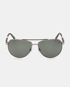 Мужские солнцезащитные очки-авиаторы из серебристого металла с поляризованными линзами Timberland, серебро