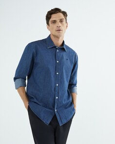 Мужская рубашка обычного цвета из ткани шамбре North Sails, синий