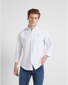 Мужская однотонная рубашка приталенного кроя белого цвета Silbon, белый