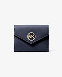 Маленький женский кожаный кошелек темно-синего цвета Michael Michael Kors, темно-синий