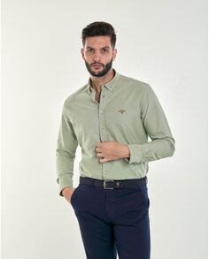 Однотонная мужская оксфордская рубашка зеленого цвета Spagnolo, зеленый