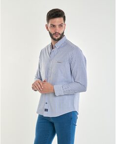Мужская оксфордская рубашка обычного цвета в голубую полоску с карманом Spagnolo, светло-синий