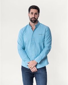Обычная мужская оксфордская рубашка с карманами светло-синего цвета Spagnolo, светло-синий
