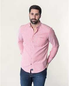 Обычная мужская оксфордская рубашка в розовую полоску с карманом Spagnolo, розовый