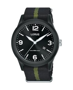 Спортивные мужские часы из нейлона RH943LX9 с зеленым ремешком Lorus, черный