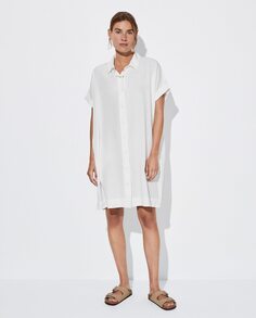 Однотонное платье-рубашка с короткими рукавами Parfois, белый