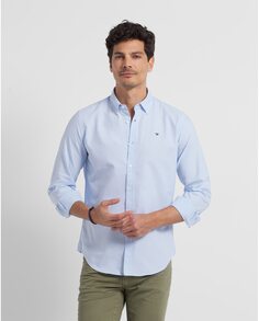Однотонная приталенная мужская рубашка светло-голубого цвета Silbon, светло-синий