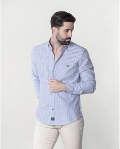 Мужская оксфордская рубашка обычного синего цвета в полоску Spagnolo, светло-синий