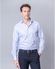 Однотонная узкая мужская рубашка добби голубого цвета Spagnolo, светло-синий