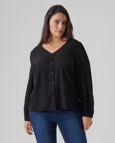 Женская рубашка на пуговицах Vero Moda Curve, черный