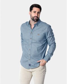 Обычная мужская рубашка в деревенском стиле синего цвета Spagnolo, синий
