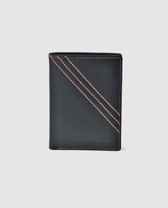 Мужской вертикальный кошелек Pierre Cardin черного цвета с контрастной строчкой Pierre Cardin, черный
