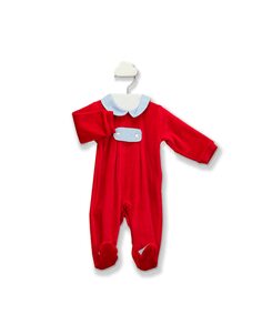 Детский комбинезон из тафтинговой ткани с детским воротником BABIDÚ, красный