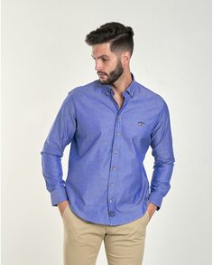 Обычная мужская рубашка в деревенском стиле синего цвета Spagnolo, синий