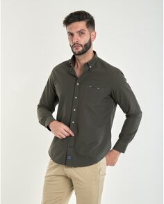 Обычная мужская оксфордская рубашка с карманами темно-зеленого цвета Spagnolo, темно-зеленый