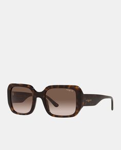 Прямоугольные солнцезащитные очки из ацетата гаваны Vogue, коричневый