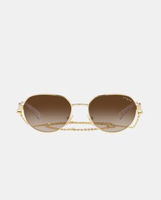 Женские солнцезащитные очки-авиаторы из золотистого металла Vogue, золотой