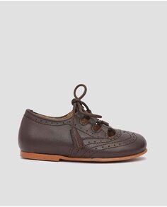 Детские туфли на шнуровке из темно-коричневой кожи со шнуровкой Mr. Mac Shoes, темно коричневый