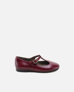 Туфли Мэри Джейн для девочек из бордовой кожи Eli 1957, красный