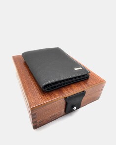 Кожаный кошелек с внутренней сумочкой черного цвета Pielnoble, черный
