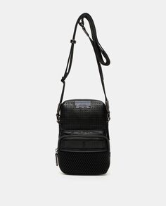 Вырезанная мужская сумка через плечо из переработанных материалов черного цвета Abbacino, черный